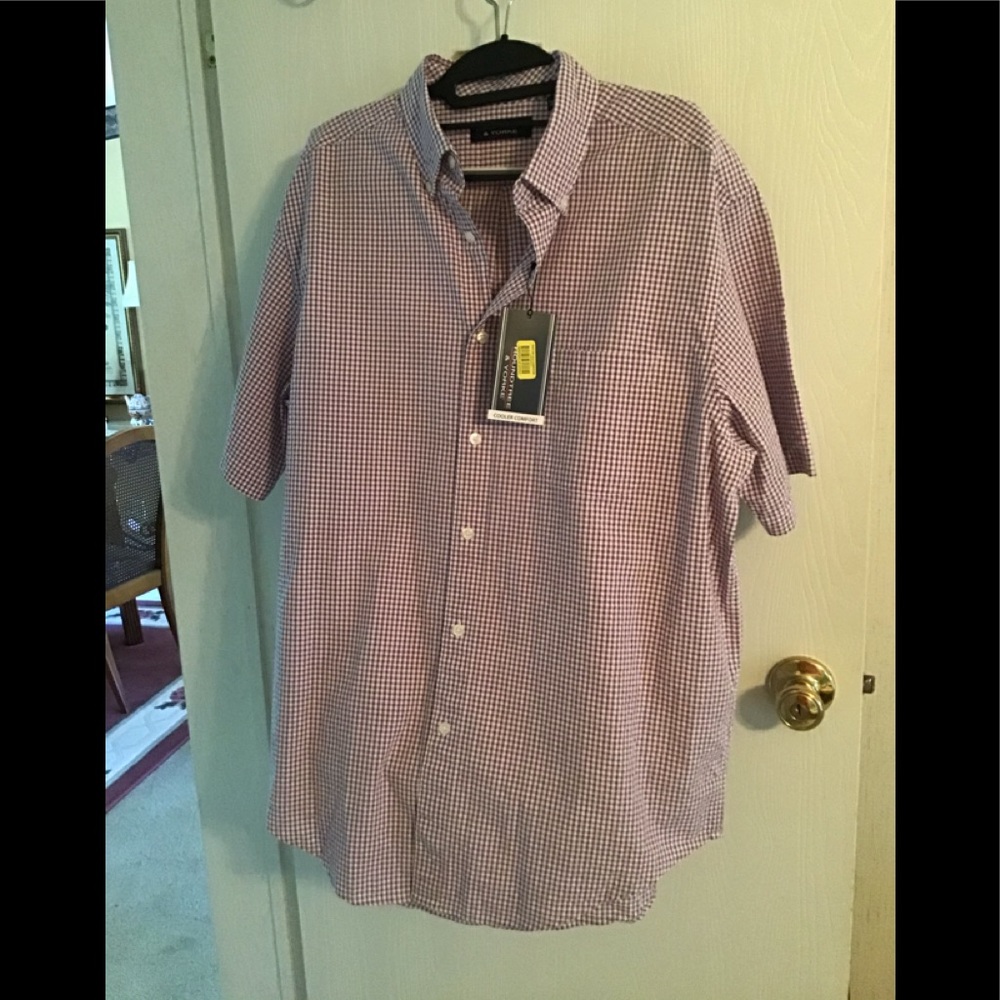 Roundtree & Yorke men’s shirt NWT purple checkered size L great style 🍷